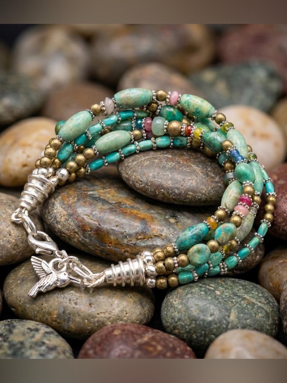 Tourmaline & Turquoise Multi-Strand Bracelet